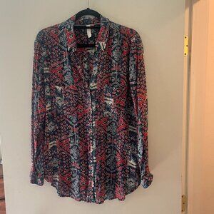 Pilcro Patterned Buttondown Blouse
